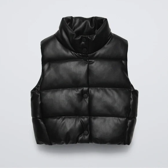 Zara Black Faux Leather Vest | Size M - Picture 1 of 3